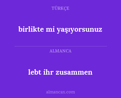 birlikte mi yaşıyorsunuz - lebt ihr zusammen