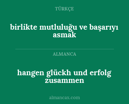 birlikte mutluluğu ve başarıyı asmak - hangen glückh und erfolg zusammen