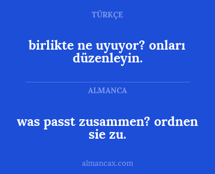 was passt zusammen? ordnen sie zu. - birlikte ne uyuyor? onları düzenleyin.