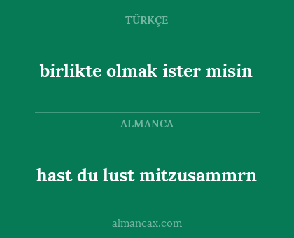 hast du lust mitzusammrn - birlikte olmak ister misin