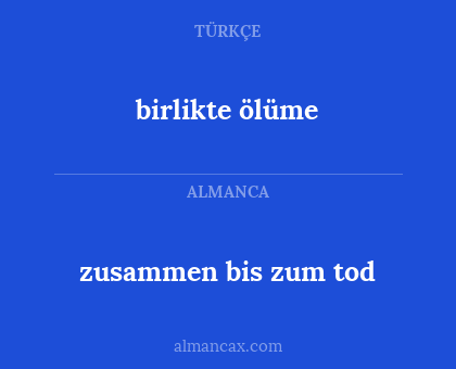 zusammen bis zum tod - birlikte ölüme