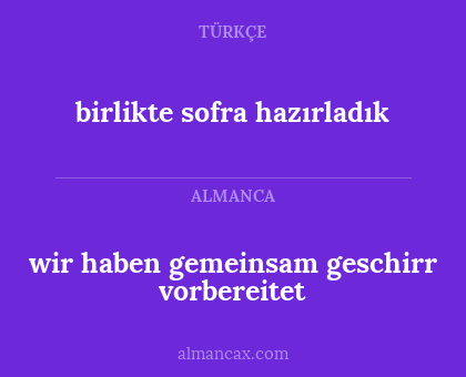 wir haben gemeinsam geschirr vorbereitet - birlikte sofra hazırladık