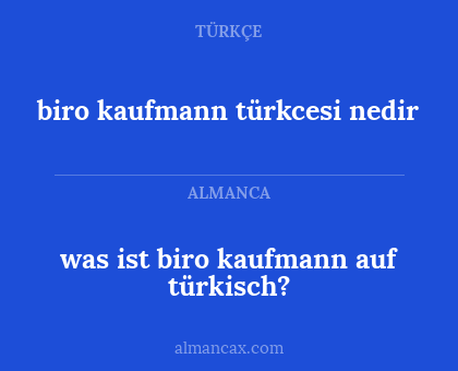 biro kaufmann türkcesi nedir - was ist biro kaufmann auf türkisch?