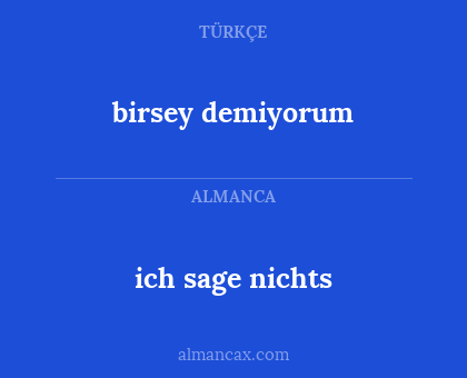 birsey demiyorum - ich sage nichts