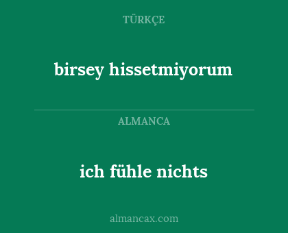 ich fühle nichts - birsey hissetmiyorum