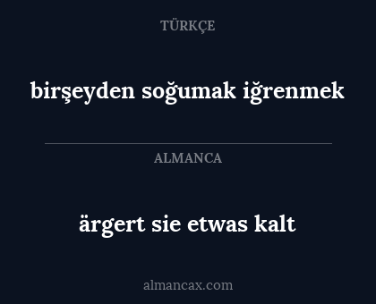 birşeyden soğumak iğrenmek - ärgert sie etwas kalt