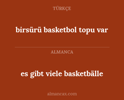 es gibt viele basketbälle - birsürü basketbol topu var