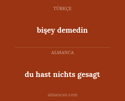 bişey demedin - du hast nichts gesagt