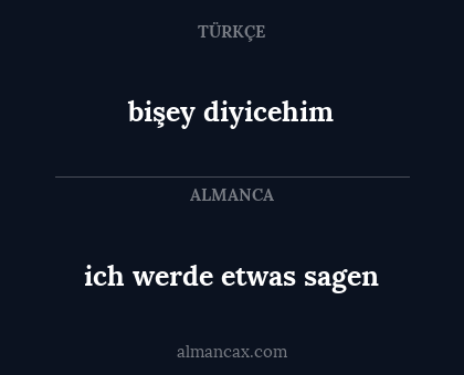 ich werde etwas sagen - bişey diyicehim