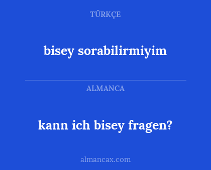 bisey sorabilirmiyim - kann ich bisey fragen?