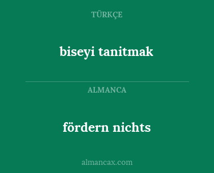 biseyi tanitmak - fördern nichts