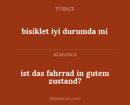 bisiklet iyi durumda mi - ist das fahrrad in gutem zustand?