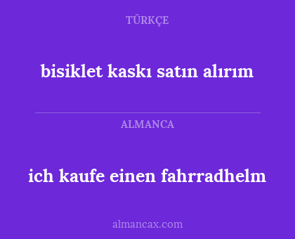 ich kaufe einen fahrradhelm - bisiklet kaskı satın alırım