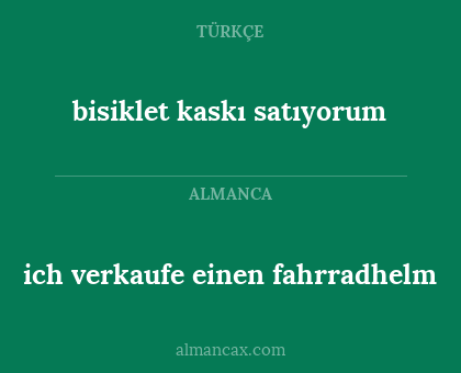 ich verkaufe einen fahrradhelm - bisiklet kaskı satıyorum