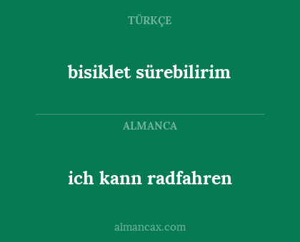 ich kann radfahren - bisiklet sürebilirim