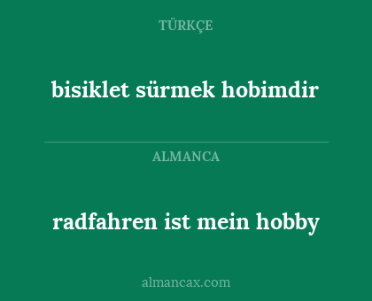 radfahren ist mein hobby - bisiklet sürmek hobimdir