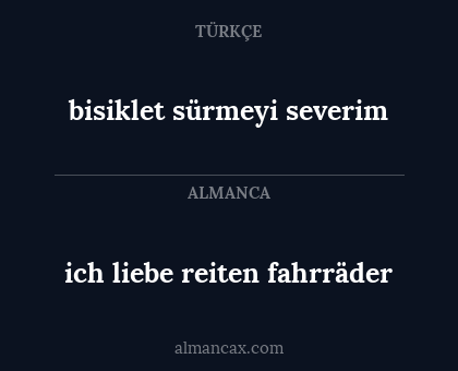 bisiklet sürmeyi severim - ich liebe reiten fahrräder
