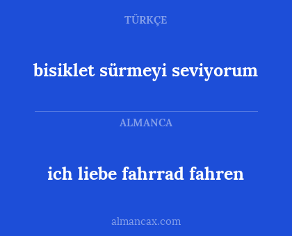 ich liebe fahrrad fahren - bisiklet sürmeyi seviyorum