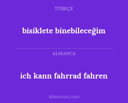 ich kann fahrrad fahren - bisiklete binebileceğim