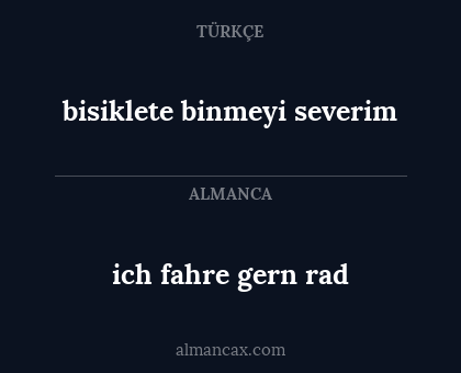 ich fahre gern rad - bisiklete binmeyi severim
