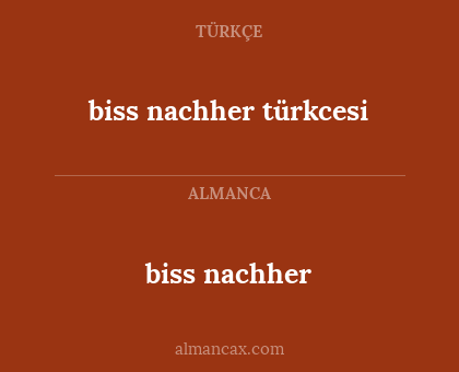 biss nachher türkcesi - biss nachher