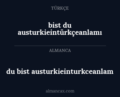 du bist austurkieinturkceanlam - bist du austurkieintürkçeanlamı
