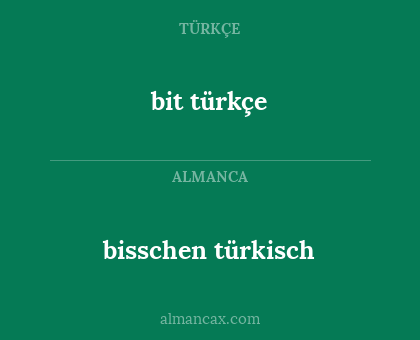 bit türkçe - bisschen türkisch