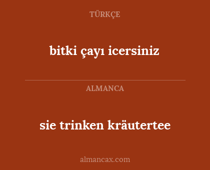 sie trinken kräutertee - bitki çayı icersiniz
