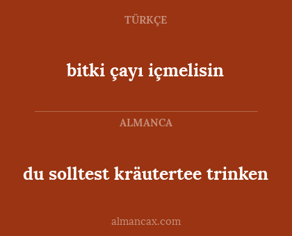 du solltest kräutertee trinken - bitki çayı içmelisin
