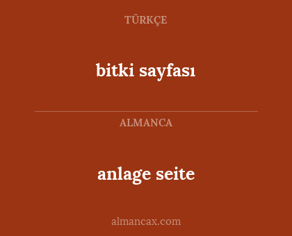 bitki sayfası - anlage seite