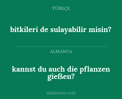 bitkileri de sulayabilir misin? - kannst du auch die pflanzen gießen?