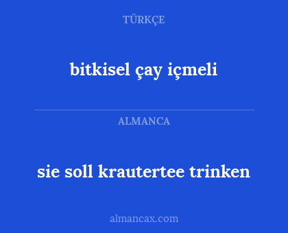 sie soll krautertee trinken - bitkisel çay içmeli