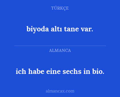 ich habe eine sechs in bio. - biyoda altı tane var.