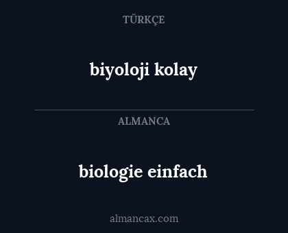 biologie einfach - biyoloji kolay