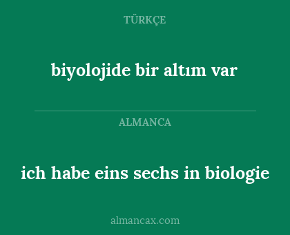 biyolojide bir altım var - ich habe eins sechs in biologie