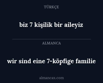 wir sind eine 7-köpfige familie - biz 7 kişilik bir aileyiz
