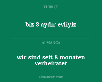 wir sind seit 8 monaten verheiratet - biz 8 aydır evliyiz