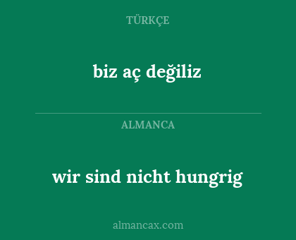 wir sind nicht hungrig - biz aç değiliz