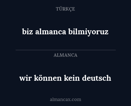 biz almanca bilmiyoruz - wir können kein deutsch