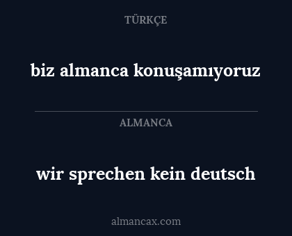 wir sprechen kein deutsch - biz almanca konuşamıyoruz