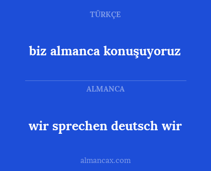 wir sprechen deutsch wir - biz almanca konuşuyoruz