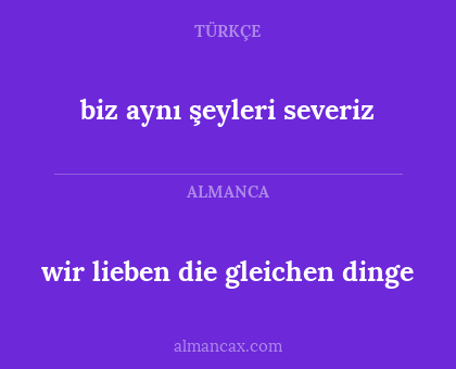 wir lieben die gleichen dinge - biz aynı şeyleri severiz