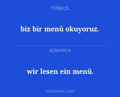 wir lesen ein menü. - biz bir menü okuyoruz.