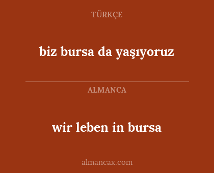 wir leben in bursa - biz bursa da yaşıyoruz