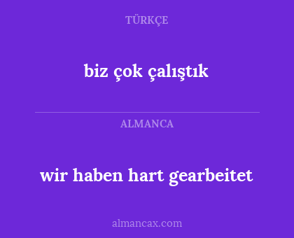 wir haben hart gearbeitet - biz çok çalıştık