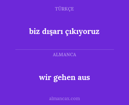 wir gehen aus - biz dışarı çıkıyoruz