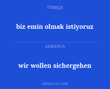 biz emin olmak istiyoruz - wir wollen sichergehen