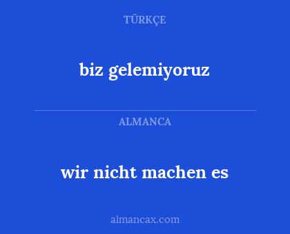wir nicht machen es - biz gelemiyoruz
