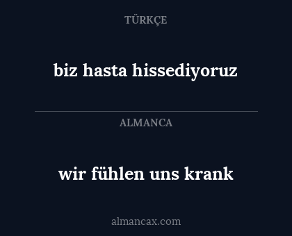 biz hasta hissediyoruz - wir fühlen uns krank
