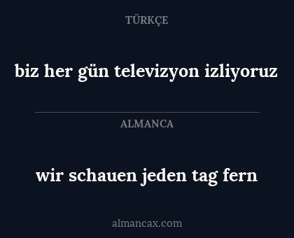 biz her gün televizyon izliyoruz - wir schauen jeden tag fern